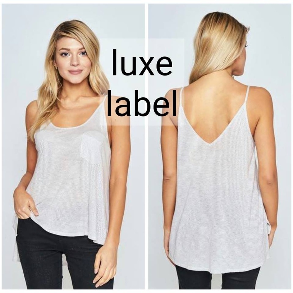 SOFT STRIPED POCKET TANK - gray